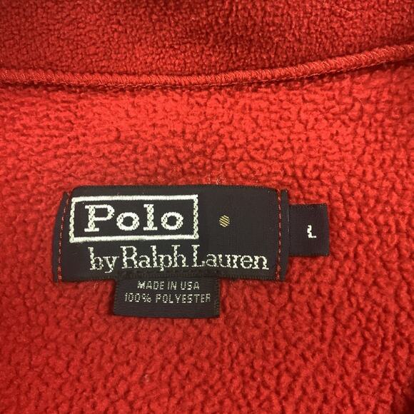 Vintage Polo Ralph Lauren Sweater Mens Large Red 1/4 Zip Pullover Made In USA - Picture 4 of 8